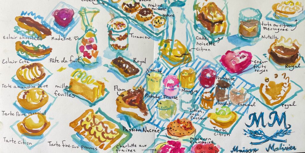 Sketch of Dessert treats at Maison Malivier